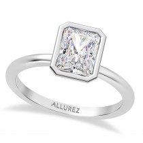 Radiant Cut Lab Grown Diamond Bezel Engagement Ring 14K White Gold (1.50ct)