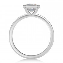 Emerald Cut Lab Grown Diamond Bezel Engagement Ring 14K White Gold (1.50ct)