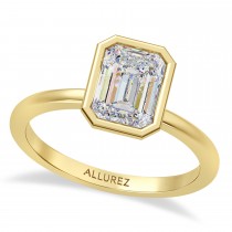 Emerald Cut Lab Grown Diamond Bezel Engagement Ring 14K Yellow Gold (1.50ct)