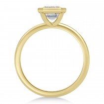 Emerald Cut Lab Grown Diamond Bezel Engagement Ring 14K Yellow Gold (1.50ct)