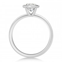 Oval Lab Grown Diamond Bezel Engagement Ring 14K White Gold (1.50ct)
