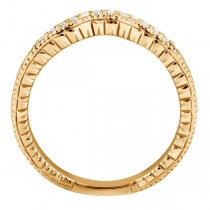 Antique Style Pave-Set Diamond Wedding Band in 18k Rose Gold (0.12 ctw)