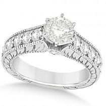 Antique Diamond Wedding & Engagement Ring Set Platinum (3.15ct)