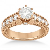 Antique Diamond Wedding & Engagement Ring Set 18k Rose Gold (2.15ct)