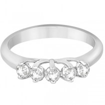 Five Stone Diamond Wedding Band For Women 14k White Gold (0.50ct)