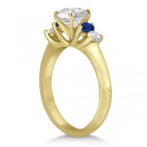 Five Stone Diamond and Sapphire Bridal Ring Set 18k Yellow Gold (1.10ct)