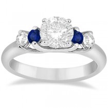 Five Stone Diamond and Sapphire Bridal Ring Set Platinum (1.10ct)