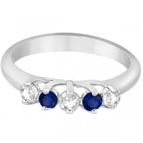 Five Stone Diamond and Sapphire Wedding Band 18kt White Gold (0.60ct)