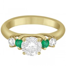 Five Stone Diamond and Emerald Engagement Ring 18k Yellow Gold (0.44ct)