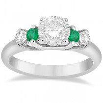 Five Stone Diamond and Emerald Engagement Ring Platinum (0.44ct)