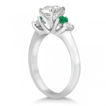 Five Stone Diamond and Emerald Engagement Ring Platinum (0.44ct)