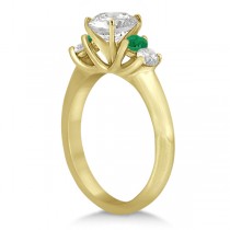 Five Stone Diamond and Emerald Bridal Ring Set 18k Yellow Gold (0.98ct)