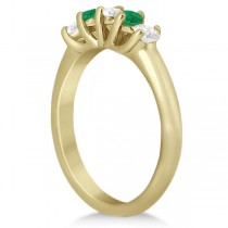 Five Stone Diamond and Emerald Bridal Ring Set 18k Yellow Gold (0.98ct)