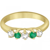 Five Stone Diamond and Emerald Wedding Band 18kt Yellow Gold (0.54ct)