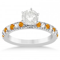 Citrine & Diamond Engagement Ring Setting 14k White Gold 0.54ct
