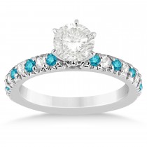Blue Diamond & Diamond Bridal Set Setting 14k White Gold 1.14ct