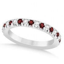 Garnet & Diamond Accented Wedding Band Palladium 0.60ct