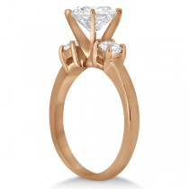 3 Stone Diamond Engagement Ring & Wedding Band Set 14K Rose Gold (1.10ct)