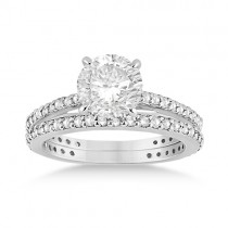 Eternity Diamond Engagement Ring & Band Set 14k White Gold (1.10ct)