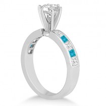 Princess Cut White & Blue Diamond Bridal Set Platinum (1.10ct)