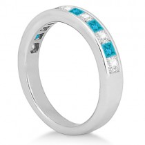 Princess Cut White & Blue Diamond Bridal Set Platinum (1.10ct)