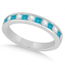 Princess Cut White & Blue Diamond Bridal Set Platinum (1.10ct)