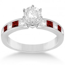Channel Garnet & Diamond Bridal Set Palladium (1.30ct)