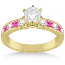 Channel Pink Sapphire & Diamond Engagement Ring 18k Yellow Gold (0.60ct)