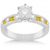 Princess Cut White & Yellow Diamond Bridal Set 14K White Gold (1.10ct)