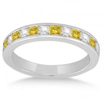 Princess Cut White & Yellow Diamond Bridal Set 14K White Gold (1.10ct)