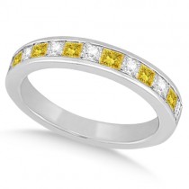 Princess Cut White & Yellow Diamond Bridal Set 14K White Gold (1.10ct)