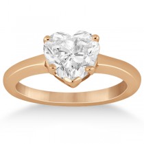 Heart Shaped Engagement Ring & Wedding Band Bridal Set 18k Rose Gold