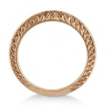 Antique Engraved Wedding Band w/ Filigree & Milgrain 14k Rose Gold