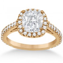 Halo Cushion Diamond Engagement Ring Bridal Set 18k Rose Gold (1.07ct)