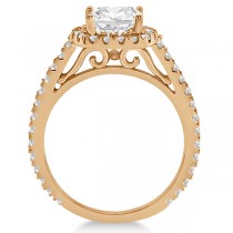 Halo Cushion Diamond Engagement Ring Bridal Set 18k Rose Gold (1.07ct)