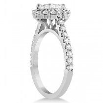 Halo Diamond Engagement Ring & Band Bridal Set 14K White Gold (1.12ct)