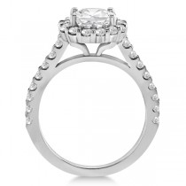 Halo Diamond Engagement Ring & Band Bridal Set 14K White Gold (1.12ct)