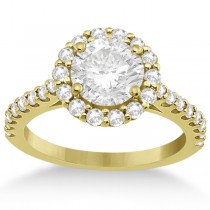 Halo Diamond Engagement Ring & Band Bridal Set 18K Yellow Gold (1.12ct)