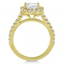 Halo Diamond Engagement Ring & Band Bridal Set 18K Yellow Gold (1.12ct)