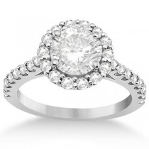 Halo Diamond Engagement Ring and Band Bridal Set platinum (1.12ct)