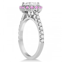 Halo Diamond & Pink Sapphire Engagement Ring Platinum(0.74ct)