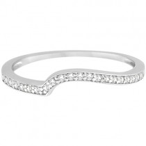 Pave Contour Band Diamond Wedding Ring 18k White Gold (0.12ct)