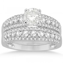 Three-Row Prong-Set Diamond Bridal Set in Palladium (0.80ct)
