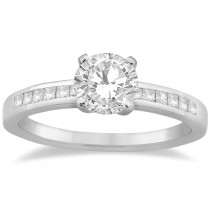 Channel Princess Cut Diamond Bridal Ring Set Palladium (0.35ct)