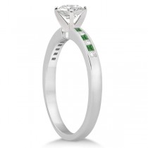 Princess Cut Diamond & Emerald Engagement Ring Palladium (0.20ct)