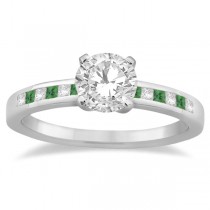 Princess Cut Diamond & Emerald Engagement Ring Platinum (0.20ct)