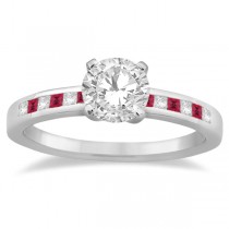 Princess Cut Diamond & Ruby Bridal Ring Set Platinum (0.54ct)