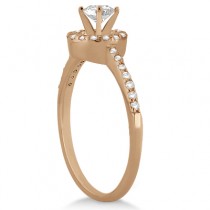 Petite Halo Diamond Engagement Ring & Band 14k Rose Gold (0.40ct)