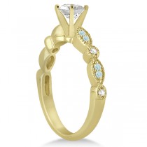 Marquise Aquamarine Diamond Engagement Ring 18k Yellow Gold 0.24ct