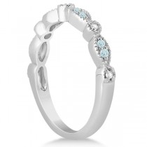 Marquise & Dot Aquamarine Diamond Bridal Set Palladium (0.49ct)